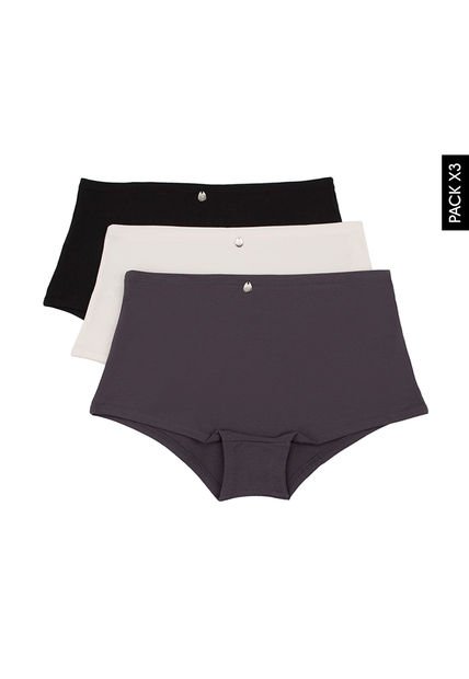 Pantie x3 Negro-Gris Oscuro-Marfil Lili Pink