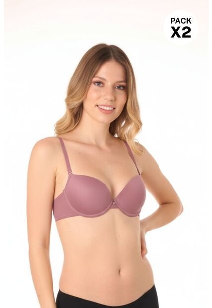 Brasier En Microfibra Copa 3/4 Paquete X2 4503D T32B NRGO_VNTN Lili Pink