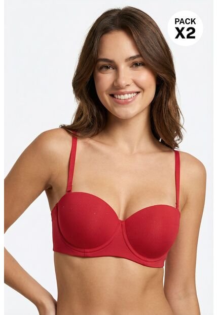 Brasier Tipo Strapless Elaborado En Microfibra Paquete X2 MJ102-085 BRASIER X2, T32B, NRGO_ROJO Lili Pink