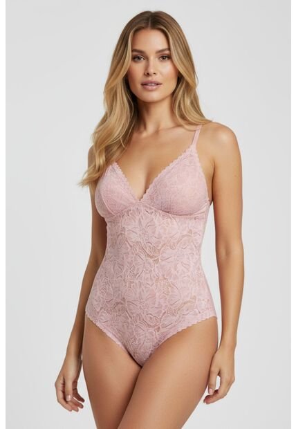 Body Enterizo Confeccionado En Encaje IM159-007 BODY ENCAJE CRLSR, TM, NRGO Lili Pink