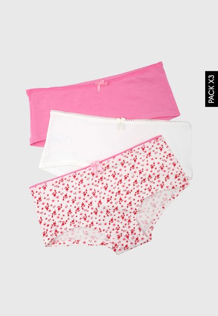 Pantie x3 Marfil-Rosa Lili Pink