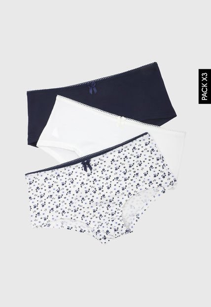 Pantie x3 Marfil-Azul Navy Lili Pink
