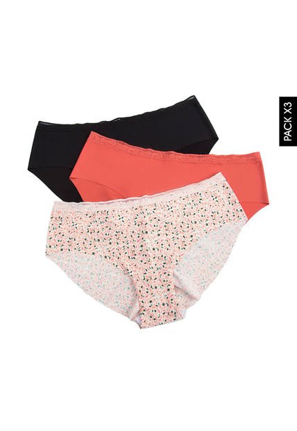 Pantie x3 Rosa-Negro-Tarracota Lili Pink