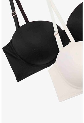 Paquete X2 Brasier Tipo Strapless En Microfibra 4518D T32B NEGROMARFIL Lili Pink