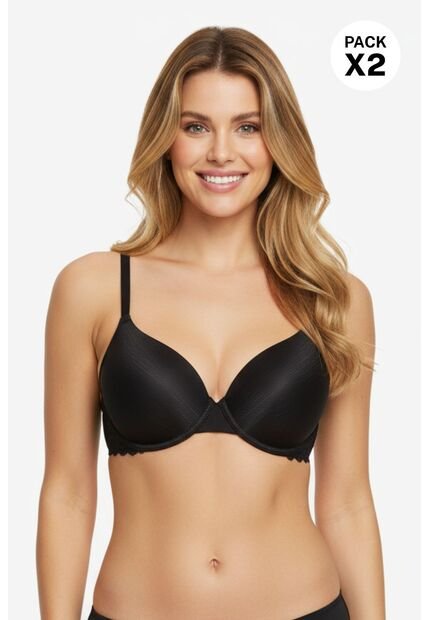 Brasier En Microfibra Satinada Paquete X2 Cobertura 3/4 IM102-043, T34B, NRGO_DRZN Lili Pink