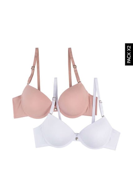 Brasier x2 Blanco-Nude Lili Pink