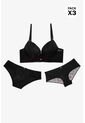 Conjunto De Tres Piezas: Brasier Más Dos Panties 2190 TRIO BRAS HIPST BOXER NEGRO T36 Lili Pink de Lili Pink