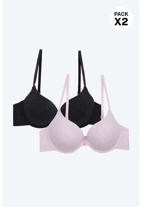 Brasier 3/4 Paquete X2 En Algodón Y Con Realce Medio 3332D BRASIER X2, T34B, NRGO_RSCL Lili Pink