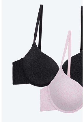 Brasier 3/4 Paquete X2 En Algodón Y Con Realce Medio 3332D BRASIER X2, T34B, NRGO_RSCL Lili Pink