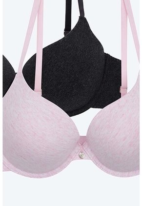 Brasier 3/4 Paquete X2 En Algodón Y Con Realce Medio 3332D BRASIER X2, T34B, NRGO_RSCL Lili Pink