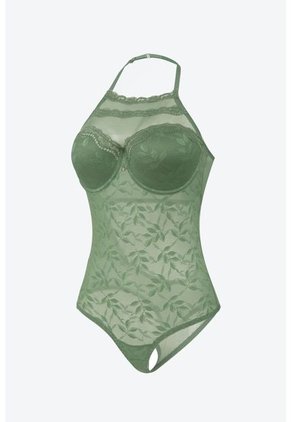 Body Tipo Halter Con Realce Confeccionado En Malla EM159-004 BODY ENCAJE, T36B/L, NRGO Lili Pink