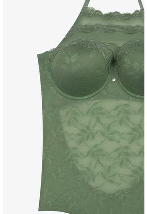 Body Tipo Halter Con Realce Confeccionado En Malla EM159-004 BODY ENCAJE, T36B/L, NRGO Lili Pink