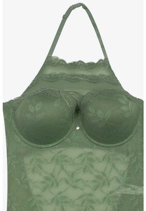 Body Tipo Halter Con Realce Confeccionado En Malla EM159-004 BODY ENCAJE, T36B/L, NRGO Lili Pink