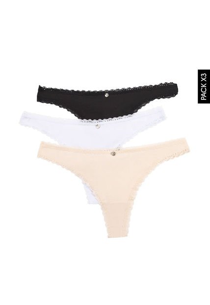Pantie x3 Nude-Negro-Blanco Lili Pink