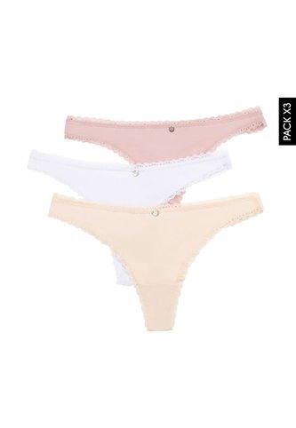 Pantie x3 Nude-Palo Rosa-Blanco Lili Pink Lili Pink
