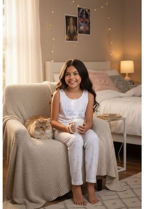 Conjunto Pijama Para Niña De 2 Piezas Confeccionado En Algodón LJ153-002 CJT PJM PNTLN LRG, T14, BLCO Lili Pink