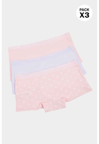 Panty Tipo Boxer En Algodón Suave Para Niñas Paquete X3 IN100-002 PANTY X3, T06, BLCO_RSCL_FLRS Lili Pink Lili Pink