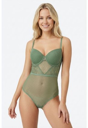 Body Elaborado En Malla Con Aro Y Tiras Ajustables EM159-005 BODY ENCAJE, T36B/L, VRML Lili Pink