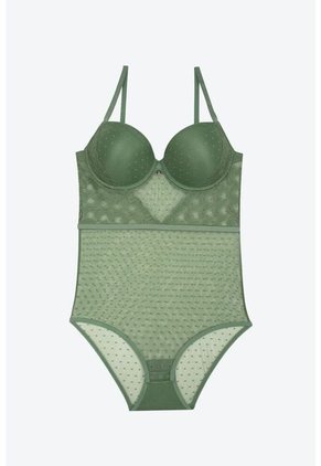 Body Elaborado En Malla Con Aro Y Tiras Ajustables EM159-005 BODY ENCAJE, T36B/L, VRML Lili Pink