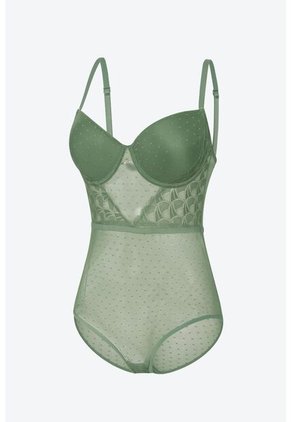 Body Elaborado En Malla Con Aro Y Tiras Ajustables EM159-005 BODY ENCAJE, T36B/L, VRML Lili Pink