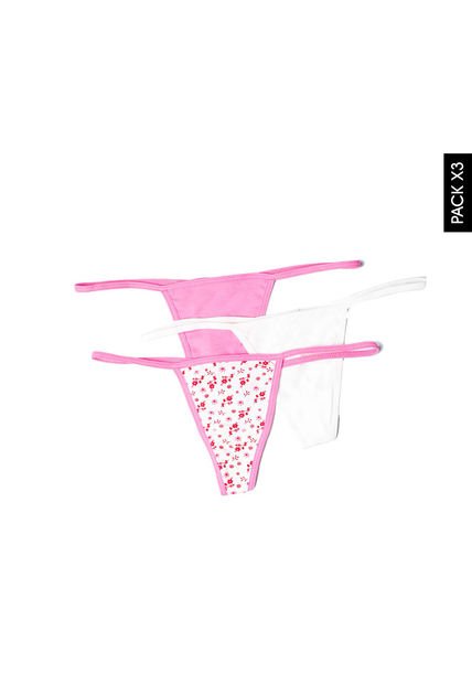 Pantie x3 Rosa-Blanco-Marfil Lili Pink