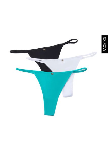 Pantie x3 Negro-Blanco-Turquesa Lili Pink
