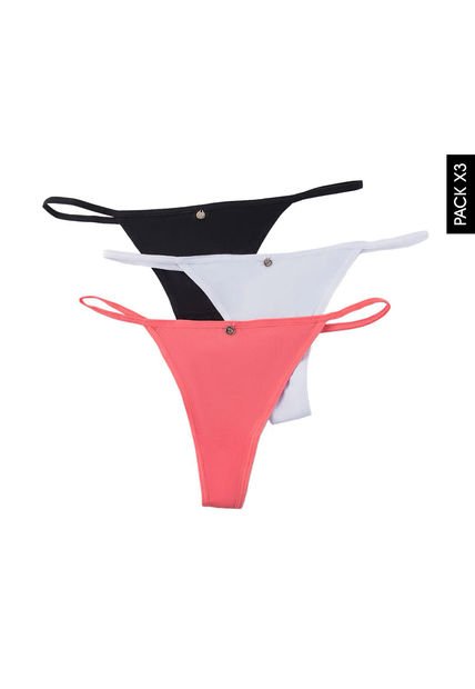 Pantie x3 Negro-Blanco-Coral Lili Pink