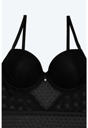 Body Elaborado En Malla Con Aro Y Tiras Ajustables EM159-005 BODY ENCAJE, T34B/M, BLCO Lili Pink