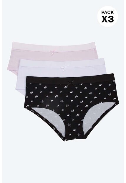 Hípster Confeccionado En Algodón Sin Costuras Paquetería X3 T141 PANTY X3, TXS, BLCO_LLCL_FLRS Lili Pink