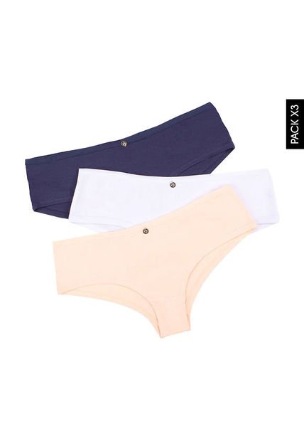 Pantie x3 Blanco-Nude-Azul Navy Lili Pink Femenino