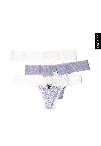 Pantie x3 Marfil-Gris Lili Pink