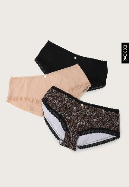 Pantie x3 Negro-Nude-Café Lili Pink