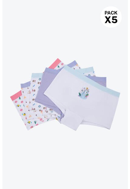 Panties Para Niña Paquete X5 Tipo Boxer Elaborados En Poliester DJ289-002 PANTY PLST X5, TXS, BLCO_CTHD Lili Pink