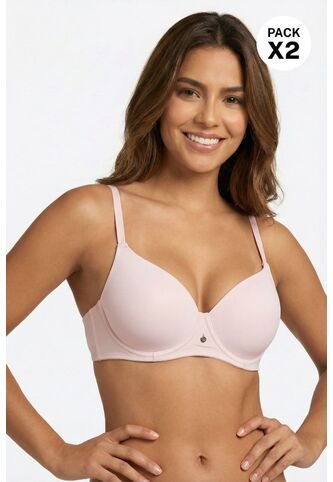 Brasier Con Copa 3/4 Paquete X2 Confeccionado En Microfibra 4351D BRASIER X2, T38B, BLCO_PTRL Lili Pink Lili Pink