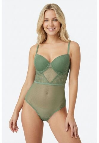 Body Elaborado En Malla Con Aro Y Tiras Ajustables EM159-005 BODY ENCAJE, T32B/S, VRML Lili Pink Lili Pink