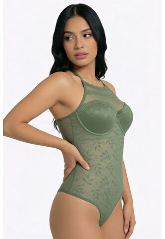 Body Tipo Halter Con Realce Confeccionado En Malla EM159-004 BODY ENCAJE, T36B/L, NRGO Lili Pink Lili Pink