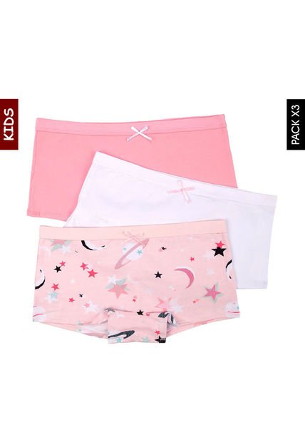 Pantie x3 Rosa-Blanco Lili Pink Kids