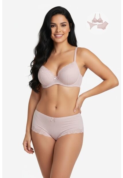 Conjunto Trío En Microfibra Incluye Brasier Más 2 Panties 2310 CONJUNTO BRASIER TRIO T32B/S RSCL Lili Pink