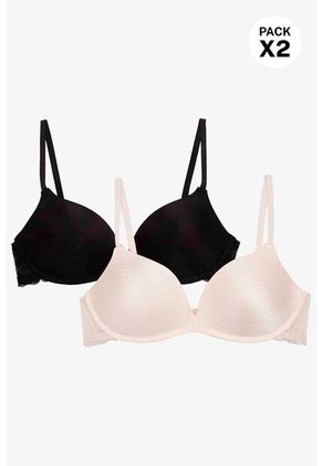 Brasier En Microfibra Satinada Paquete X2 Cobertura Media IM102-042 BRASIER X2, T36B, NRGO_ROJO Lili Pink