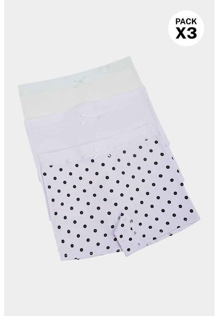 Panty Bóxer De Algodón X3 Unidadeas Para Niña N120 PANTY PAQX3, T10, BLCO_RSCL_FLRS Lili Pink