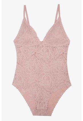 Body Enterizo Confeccionado En Encaje IM159-007 BODY ENCAJE CRLSR, TM, NRGO Lili Pink