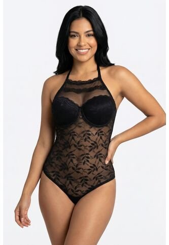 Body Tipo Halter Con Realce Confeccionado En Malla EM159-004 BODY ENCAJE, T32B/S, BLCO Lili Pink Lili Pink