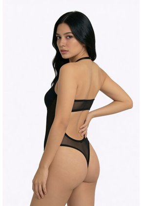 Body Tipo Halter Con Realce Confeccionado En Malla EM159-004 BODY ENCAJE, T32B/S, BLCO Lili Pink