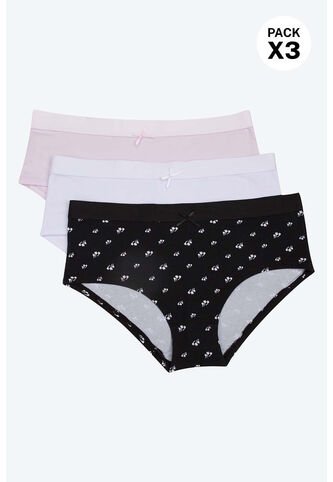 Hípster Confeccionado En Algodón Sin Costuras Paquetería X3 T141 PANTY X3, TM, BLCO_LLCL_FLRS Lili Pink Lili Pink
