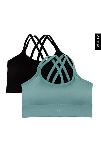 Top x2 Negro-Verde Lili Pink