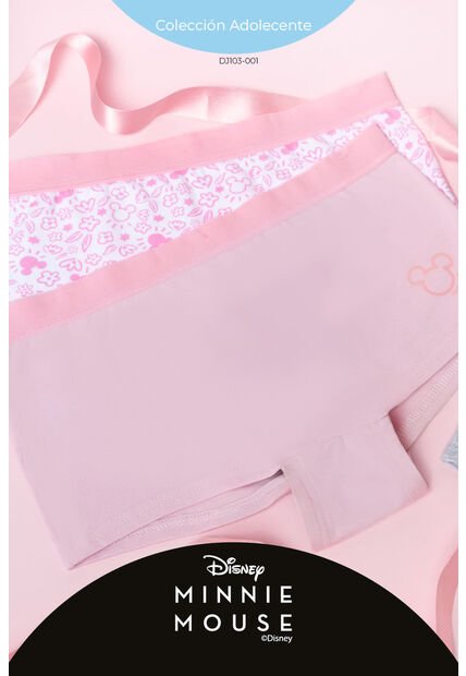 Bóxer Para Adolescentes Colección Minnie Paquete X2 DJ103-001 PANTY ALGDN PAQX2, TXS, ROSA Lili Pink