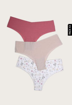 Pantie x3 Palo Rosa-Beige-Blanco Lili Pink