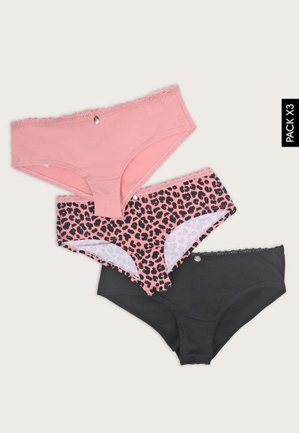 Pantie x3 Negro-Malva Lili Pink