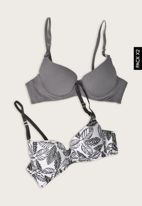 Brasier x2 Gris-Blanco Lili Pink