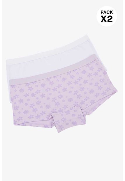 Boxer Confeccionado En Algodón Para Niñas Paquete X2 LJ103-012 PANTY ALG X2, T16, BLCO_LILA Lili Pink